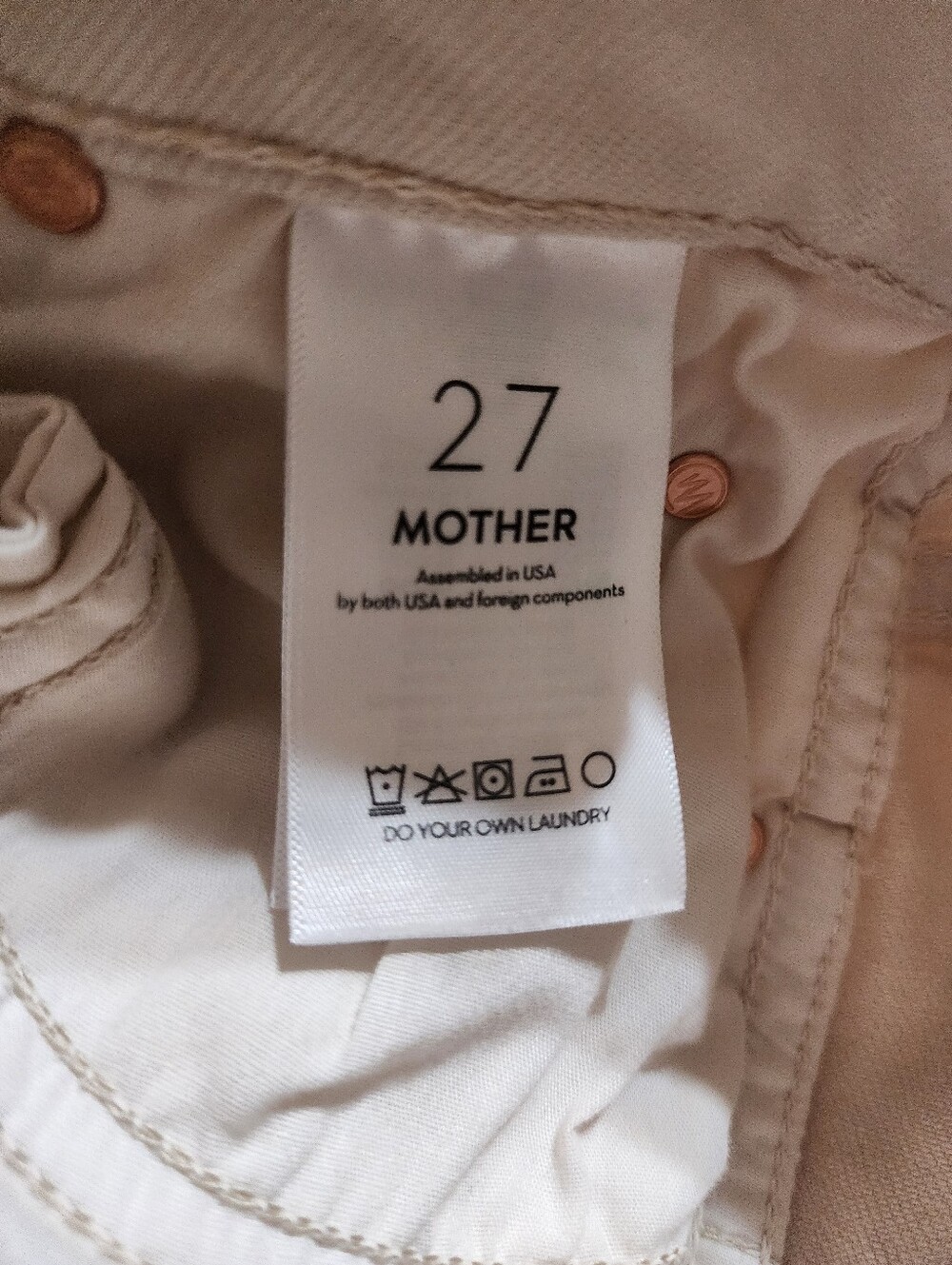 MOTHER Mid Rise Smokin' Double Flood Jeans Tapioca/ Beige Size 27 - Picture 3 of 4